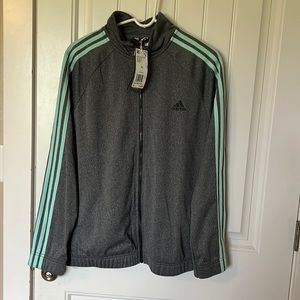 NEW WOMENS ADIDAS DESIGNED TO MOVE TRACK JACKET SIZE XL GREY/MINT